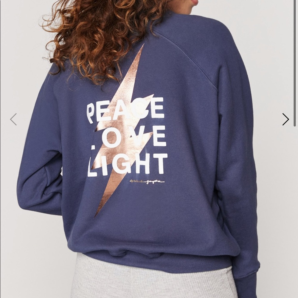 Peace Love Light Classic Crew Sweatshirt SZ S navy